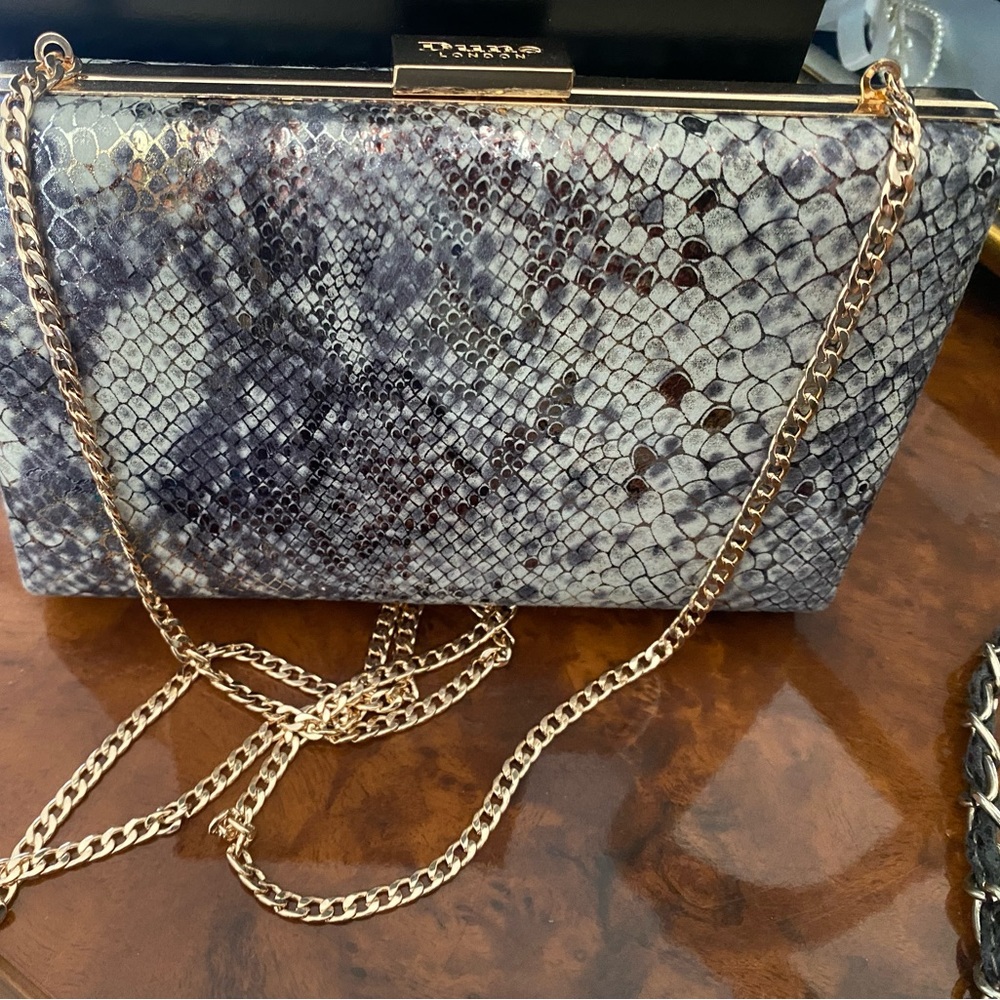 Dune London faux snake skin cross body bag